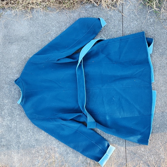 Talbots Double Face Jacket Blue Teal 16P Petite Winter Trench Coat Fall Wool - Picture 10 of 11